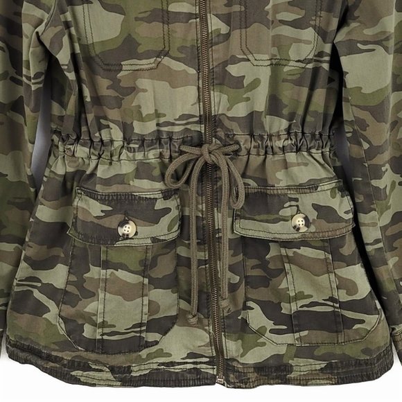 SO Camouflage Utility Twill Jacket with Drawstring Size L Army Green - Picture 8 of 11